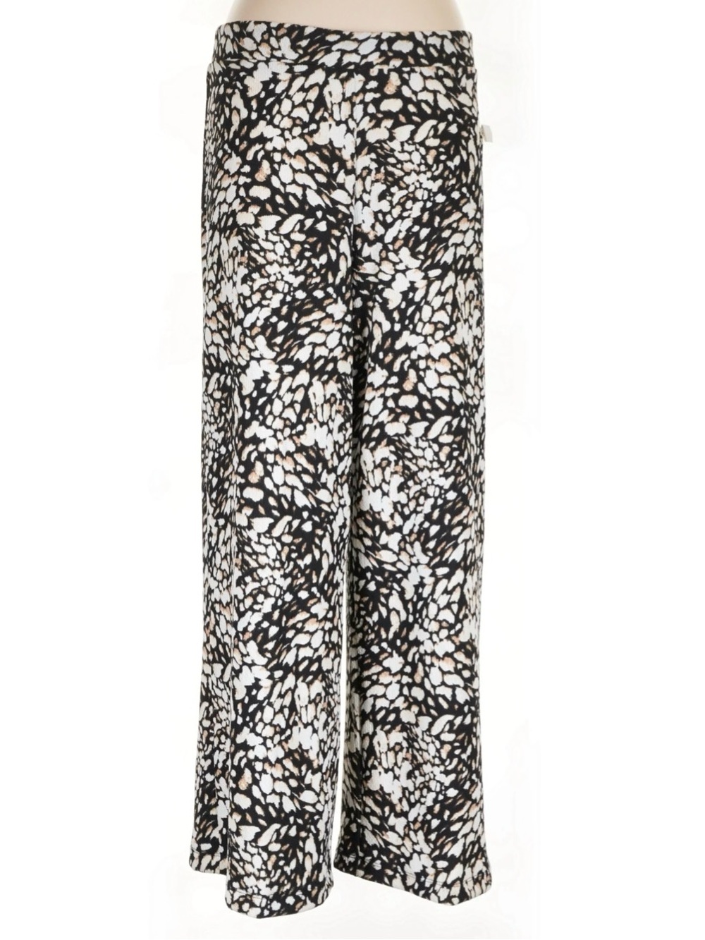 Tahari Animal Print Ribbed Wide-Leg Palazzo Pants - Picture 1 of 8